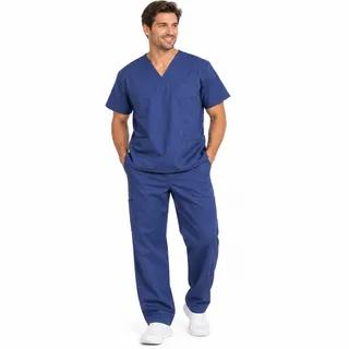 Photo of M&M Men's Scrubs Uniform Comfortable Fit Workwear Pocket Top and Pants Size L