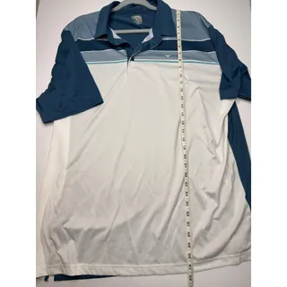 Photo of Callaway Opti-Dri Mens White Blue Striped Golf Polo Performance Shirt