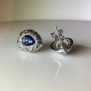 Photo of Vintage Inspired Blue CZ Crystal Earrings
