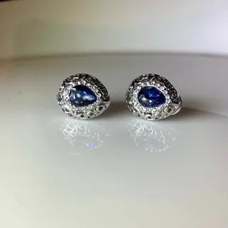 Photo of Vintage Inspired Blue CZ Crystal Earrings