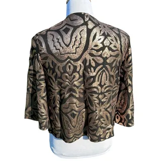 Photo of Joan Rivers Classics Collection Coat Women S Black Gold Sequin Jacket Blazer