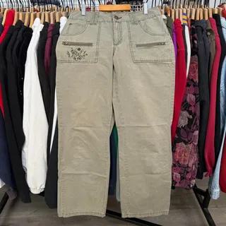 Photo of Vintage Y2K Faded Glory Women’s Low Rise Pants With Floral Embroidery