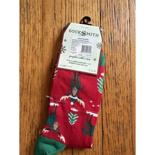 Photo of Socksmith Socks Mens 10-13 Red Christmoose Christmas Moose Graphic Crew 6 Pairs