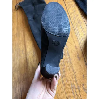 Photo of Stuart Weitzman Boots Womens Size 8.5 Black Suede Over The Knee Tie Back Heel
