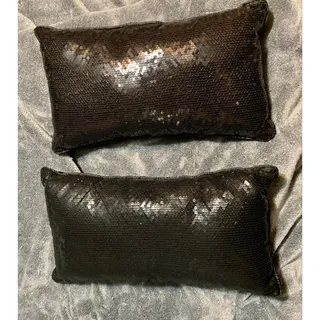 Photo of Set of 2 beautiful classy sequin & satin lumbar size decorative throw pillows