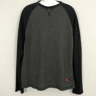 Photo of Tommy Bahama Raglan Sweatshirt Mens XL Gray Black Long Sleeve Lounge Casual