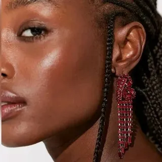 Photo of Free People Follow The Rhythm Rhinestone Earrings Silver Red
