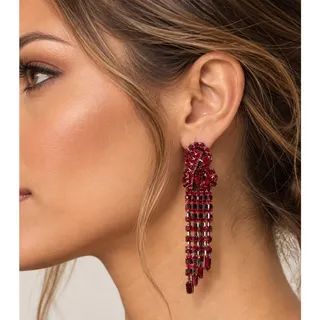 Photo of Free People Follow The Rhythm Rhinestone Earrings Silver Red