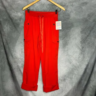 Photo of NEW Lularoe Crop Cargo Pants Women XS Runs Large Bright Red Athleisure Hiking