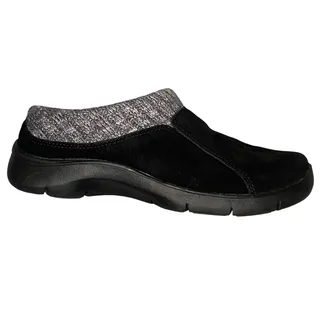 Photo of Dansko Emily Slip On Clog Sz 38 EU 8 US Black Suede Gray Knit Cuff