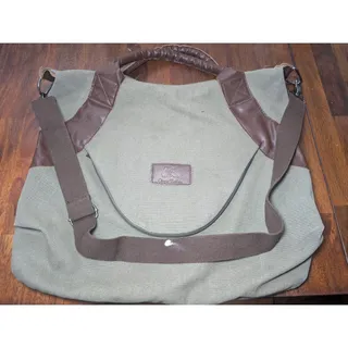 Photo of Crosse Jackson Canvas Leather Duffel Bag Green Brown Vintage Style Travel Bag