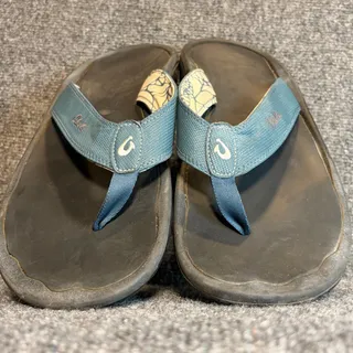 Photo of OluKai Mens 14 Ohana Blue Flip Flops Thong Beach Sandals Water Friendly