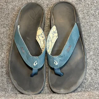 Photo of OluKai Mens 14 Ohana Blue Flip Flops Thong Beach Sandals Water Friendly