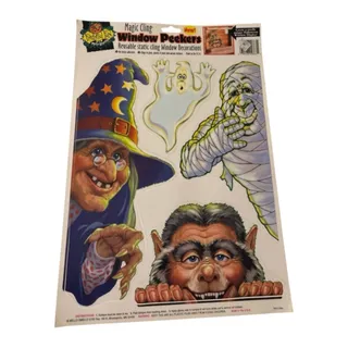 Photo of Vintage 90s Mello Smello "Frightful Fun" Magic Cling Window Peeker|Monster/Witch