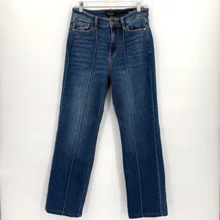 Photo of Judy Blue Womens 9/29 Straight Leg Jeans High Rise Front Seam Stretch Denim