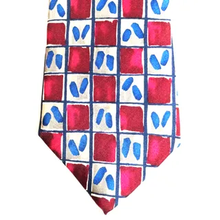 Photo of R&Y Silk Neck Tie Checkerboard Hand Sewn USA Printed in Italy 56" x 3.875"