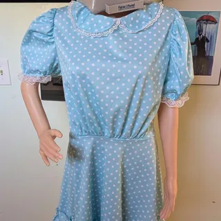 Photo of The Shining Grady Twins Dress Hot Topic Size L Blue Polka Dot Halloween Costume