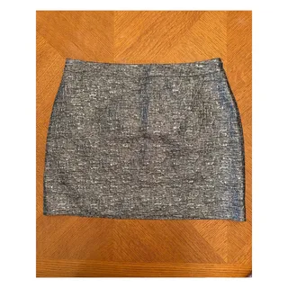 Photo of Banana Republic Size 14 Mini Skirt Gray Silver Textured Preppy Classic Glam