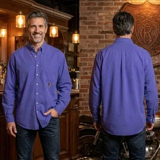 Photo of Vintage Tommy Hilfiger Blue Oxford Shirt Men XL 17 36-37 Crest Logo Button Down