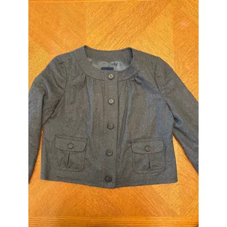 Photo of J.Crew Size 4 Gray Wool Jacket Cropped Round Neck Preppy Old Money