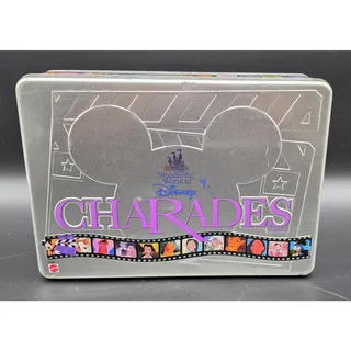 Photo of Vintage 1999 Disney Charades Board Game Mattel Metallic Tin Box Complete Set