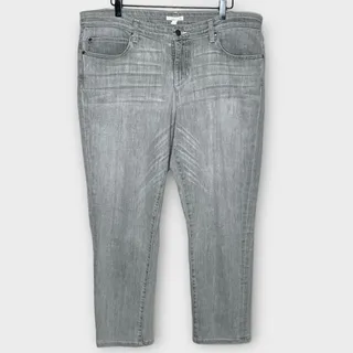 Photo of EILEEN FISHER Light Gray Stretch Slim Straight Leg Jeans Size 14