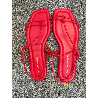 Photo of Eleanor Strappy Flat Sandal in Poppy/Red Size 8