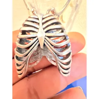 Photo of Vintage 28” Silver Tone Antler Rib Cage Statement Necklace