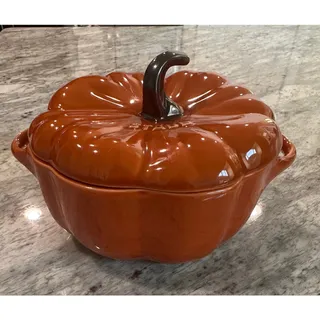 Photo of Staub Petite Ceramic Pumpkin Cocotte 0.5 Qt Burnt Orange – Seasonal Bakeware