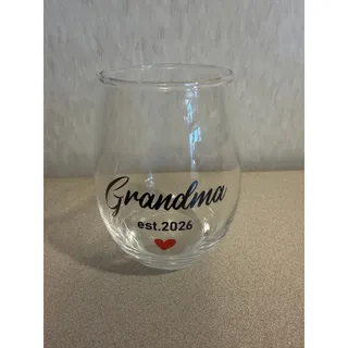 Photo of Fatbaby New Grandma Est 2026 Stemless Wine Glass 15 oz Clear Baby Announcement