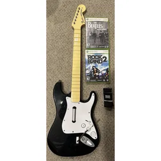 Photo of Rock Band Fender Stratocaster XBOX 360 Wireless Guitar Bundle Rockband Beatles