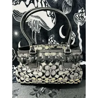 Photo of Coach Hamptons Signature Carryall Satchel F13065 Y2K Braided Leather Tassel