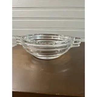 Photo of Vintage Anchor Hocking Manhattan Clear Art Deco Ribbed Glass Bowls Set