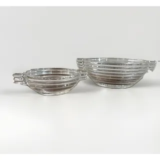 Photo of Vintage Anchor Hocking Manhattan Clear Art Deco Ribbed Glass Bowls Set