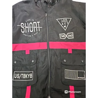 Photo of Graphic, Black & Pink, Hooded Jacket | Size Small
