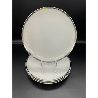Photo of Fukagawa China Arita #900P Set of 4 Salad Plates White with Silver Rim 7.75"