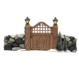 Photo of Dept 56 Village Accessories Fieldstone Entry Gate 52718 Rock Wall Trees