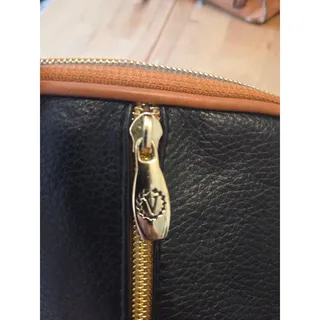 Photo of Valentina Italian Black Pebbled Leather Multi-Zip Clutch Pouch Organizer