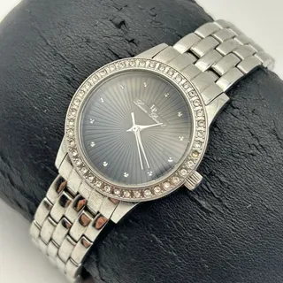Photo of Lucien Piccard LP Women's Silver Tone Crystal Bezel Black Sunburst Dial Watch