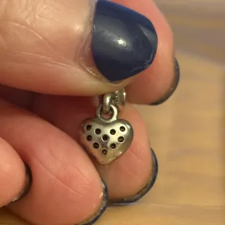 Photo of Authentic Pandora Sterling Silver Pavé Heart Dangle Charm Clear CZ ALE 925