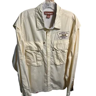 Photo of Simms Shirt Men’s Size XL Outdoor Fishing Button Up Long Sleeve Zip Pockets