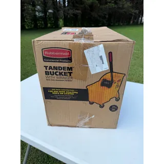 Photo of Rubbermaid Commercial Tandem Mop Bucket and Wringer Combo 31 qt Yellow Casters