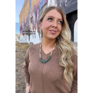 Photo of Westbound Necklace | Turquoise & White Beaded Western Statement Necklace