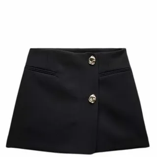 Photo of ZARA High Waisted Sailor Skort Gold Button Mini S 4 6 NWT