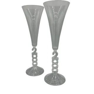 Photo of Vintage Millennium 2000 Fluted Champagne by Cristal D'Arques-Durand Set/2