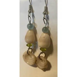 Photo of Hawaiian Handmade Pūpū Ala cone Shells and Puka bead Dangly Earring Set 2”