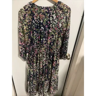 Photo of Danny And Nicole Long Summer Dress A Line Size 12 Floral Navy Blue RN 67473