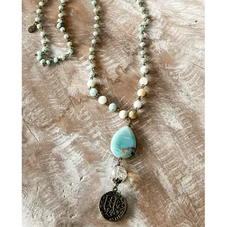 Photo of Alexis Triple Charm Necklace | Amazonite & Agate | Dylan Designs