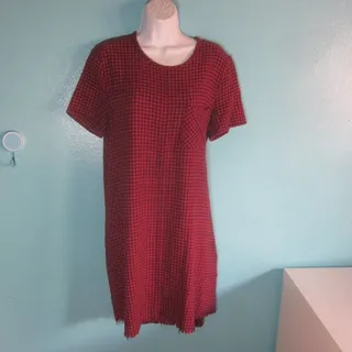 Photo of Current Elliott Size 2 Blue Red Plaid Buffalo Check Shift Frayed Fringe Dress