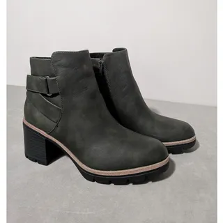 Photo of Naturalizer Maren Water-Repellent Heeled Ankle Booties Olive Green 8W Wide